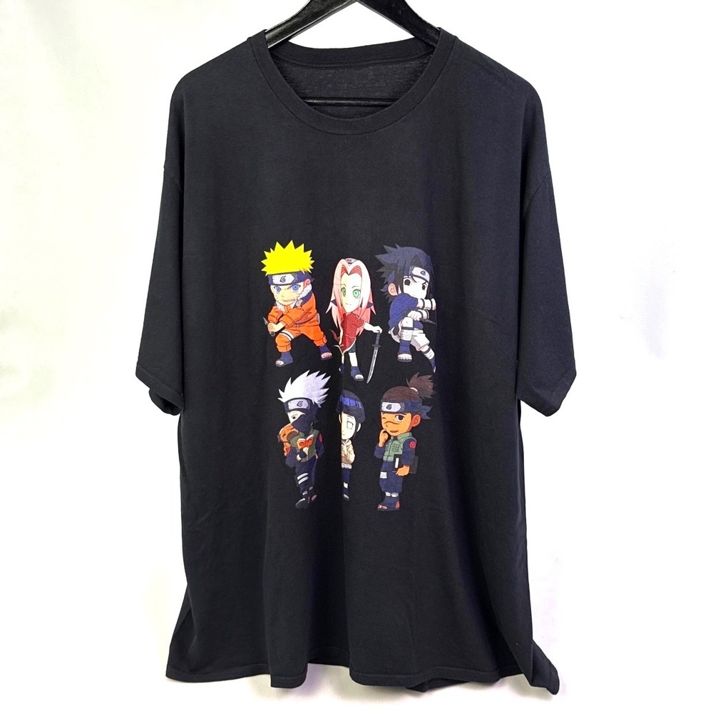 Naruto Shippuden Chibi Characters Graphic T-Shirt Black Mens Size 2XL XXL